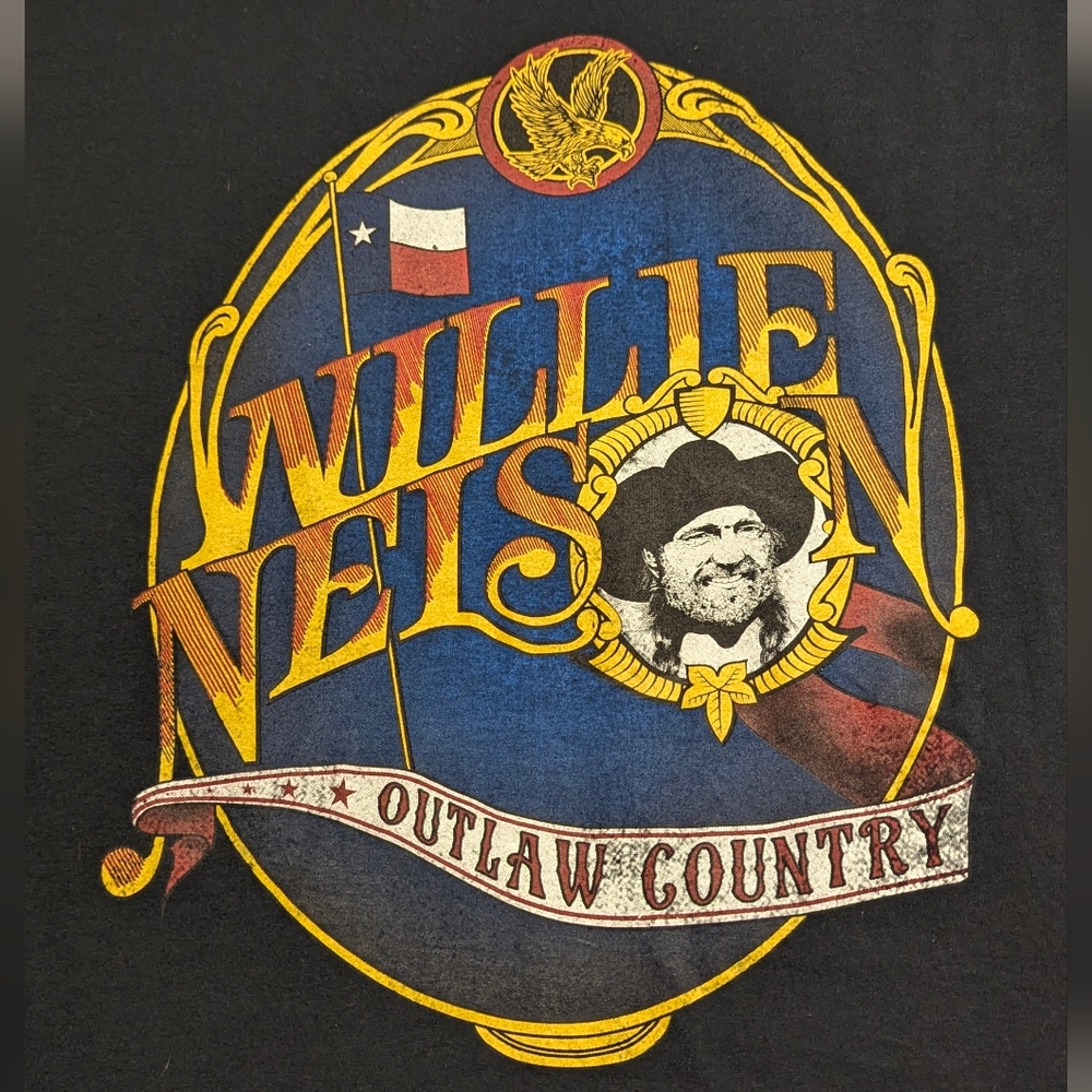 Willie Nelson Outlaw Country Black Band T-shirt Size Large